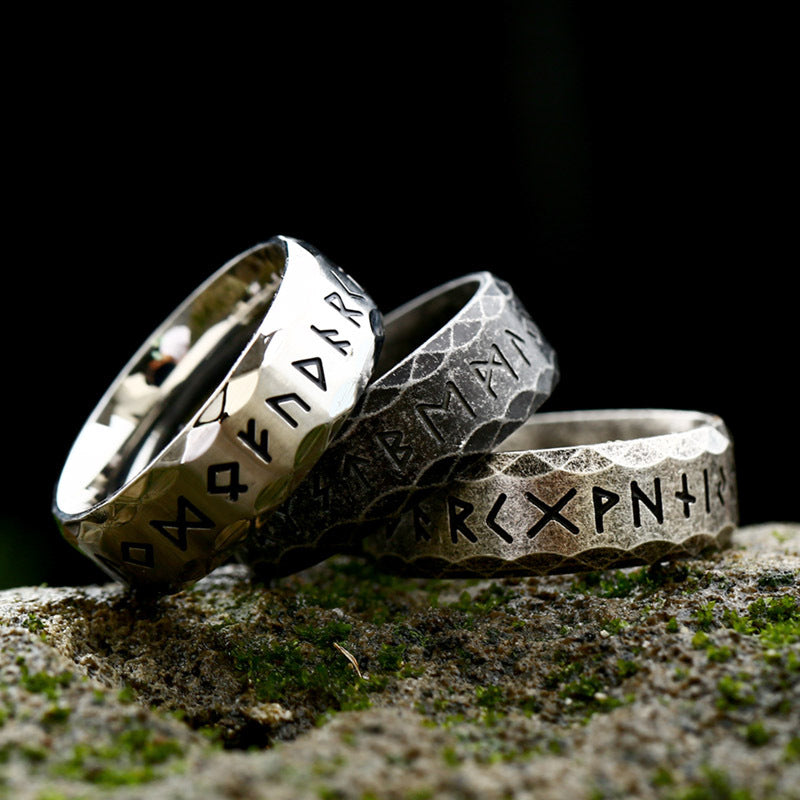 Ancient Runes Ring ( BLACK  ) 8MM