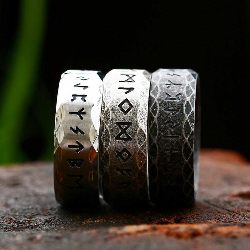 Ancient Runes Ring ( BLACK  ) 8MM