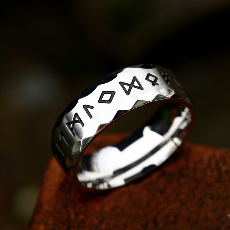 Ancient Runes Ring ( BLACK  ) 8MM