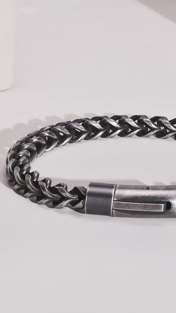 Franco Chain Bracelet Men Chain Bracelet Chunky Bracelet,  Silver, Stainless Steel, Men’s bracelet, Gifts for Him WATERPROOF/ANTI-TARNISH