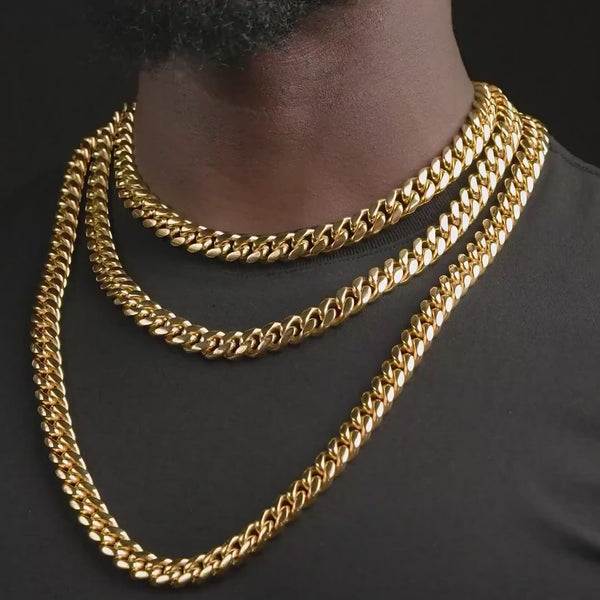 Gold Cuban Link Chain, 12mm Miami Cuban Chain, Thick Chain Necklace, Chain Necklace Men, Gift For Him, WATERPROOF/ANTI-TARNISH
