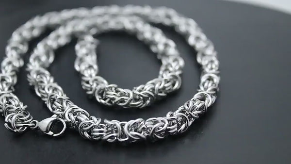 Silver Byzantine Men's Bracelet, Twisted Beaded Bracelet Toggle Bracelet, Tightly Woven Stainless Steel Bracelet WATERPROOF/ANTI-TARNISH