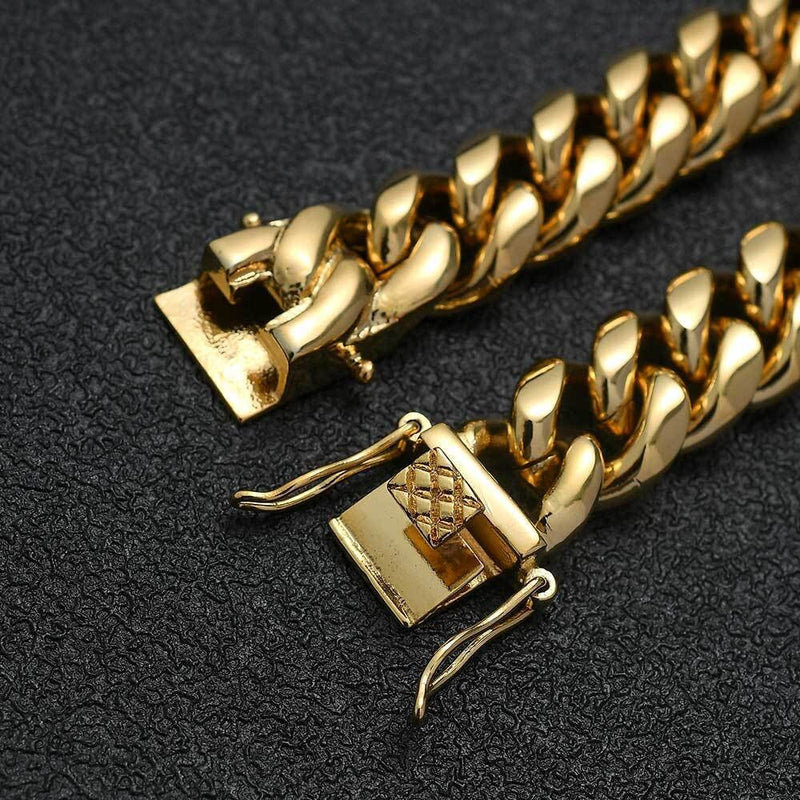 Miami Cuban Chain Bracelet, 18k Gold Mens Bracelet, 12mm Cuban Bracelet, Men's Bracelet, Gift For Him, WATERPROOF/ANTI-TARNISH