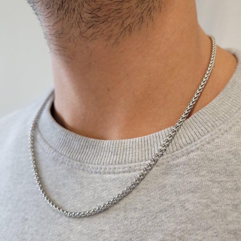 Sliver Franco Men's Necklace, Stainless Steel Men's necklace, 6mm Franco Men's Necklace Gift For Him, WATERPROOF/ANTI-TARNISH