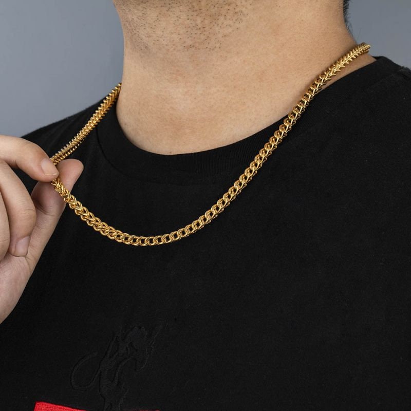 Gold Franco men's Necklace, Gold Men's Necklace,6mm Franco Men's Necklace Gift For Him, WATERPROOF/ANTI-TARNISH