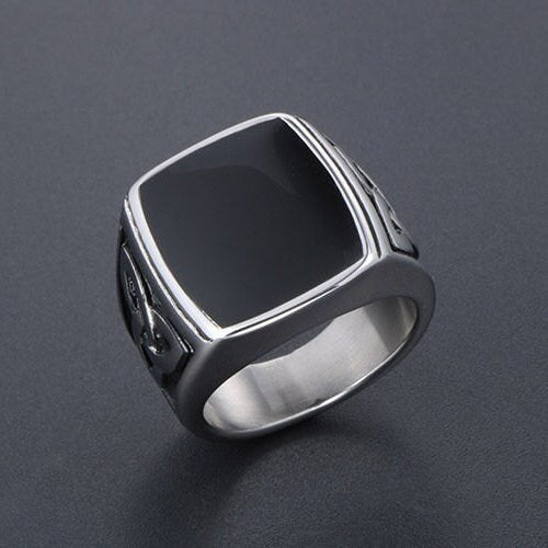 Men's Ring Black Onyx Signet Silver Ring Onyx Ring - Silver Signet Ring Men's Stone Rings Silver rings for Men Ring  WATERPROOF/ANTI-TARNISH