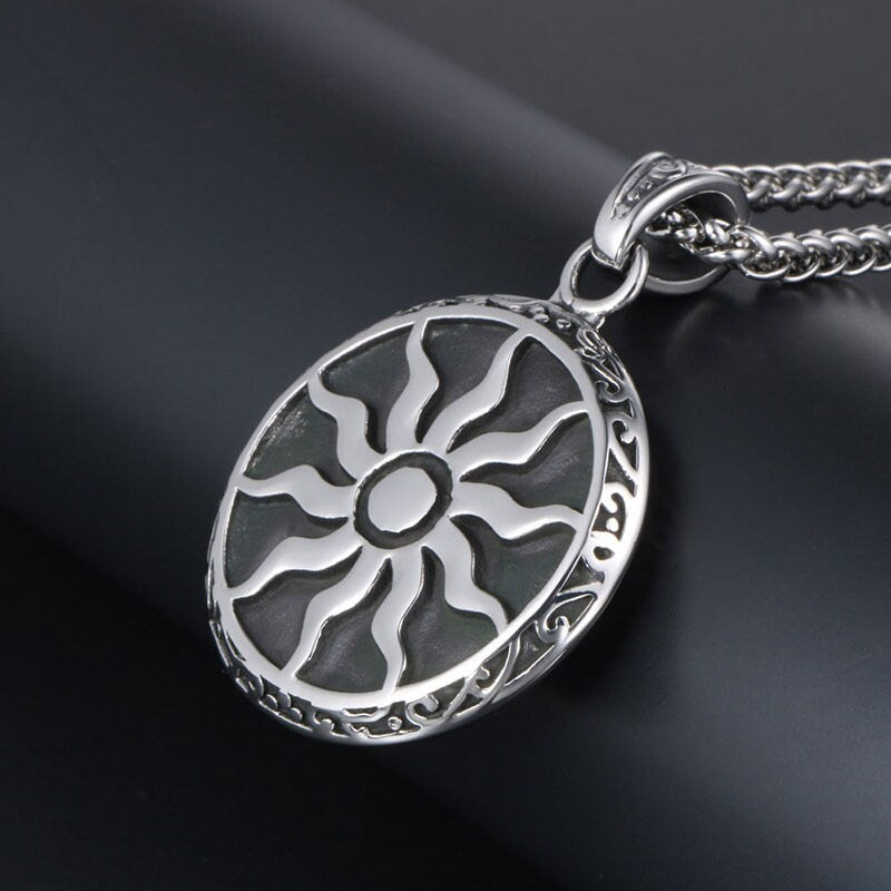 Sun necklace for Men's Necklace Circle pendant, Stainless Chain Necklace, Gift for Him, WATERPROOF/ANTI-TARNISH