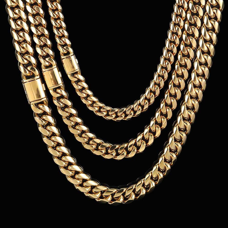 Gold Cuban Link Chain, 12mm Miami Cuban Chain, Thick Chain Necklace, Chain Necklace Men, Gift For Him, WATERPROOF/ANTI-TARNISH