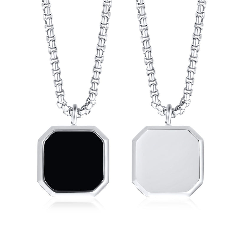 Men Necklace, Black Onyx Necklace Silver Pendant Men Men's Jewelry Pendant Gemstone Necklace for Men Silver Jeweler WATERPROOF/ANTI-TARNISH