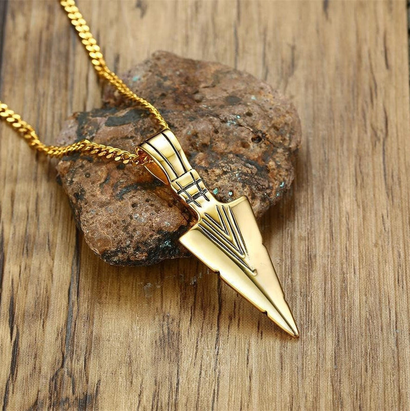 Men Arrowhead Arrow Stainless Steel Pendant Necklace, Silver, 24 inch –  Innovato Design