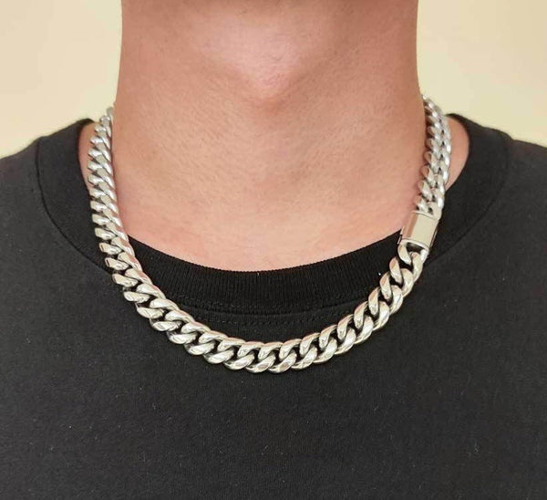 12mm Thick Stainless Steel Cuban Link Chain For Men - Thick Chain Necklace - Men's Thick Statement Necklace Chain - WATERPROOF/ANTI-TARNISH