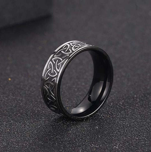 Bonsho Anillo  the Nordic Wind Titanium Steel Viking  Ring for Men Stainless Steel Black Rings WATERPROOF ANTI-TARNISH