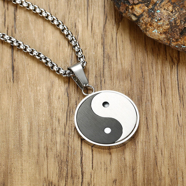 Stainless Steel Yin Yang Pendant Necklace, Men's Necklace, Men's Jewelry, Necklace, Zen Pendant Jewelry WATERPROFF/ANTI TARNISH