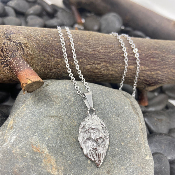 Mens Necklace, Silver Lion Pendant Necklace for Men, Lion Head Necklace, Silver Lion Pendant Men Gift For Him WATERPROOF/ANTI-TARNISH