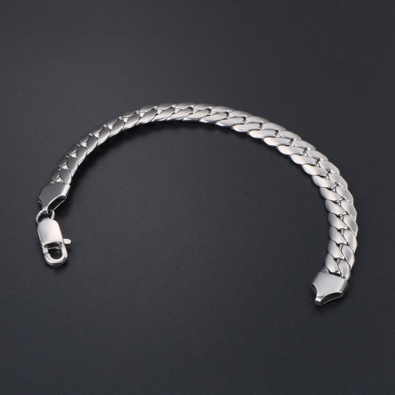Men’s Silver Cuban Chain Bracelet, Chunky Cuban Bracelet,  Silver, Stainless Steel, Men’s bracelet, Gifts for Him WATERPROOF/ANTI-TARNISH