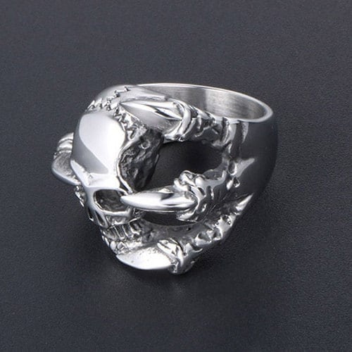 Claw Skull Silver Skull Ring , Flower Skull Ring ,Gothic Silver Skull Ring , Biker Style Ring , Unisex Silver Ring WATERPROOF ANTI-TARNISH