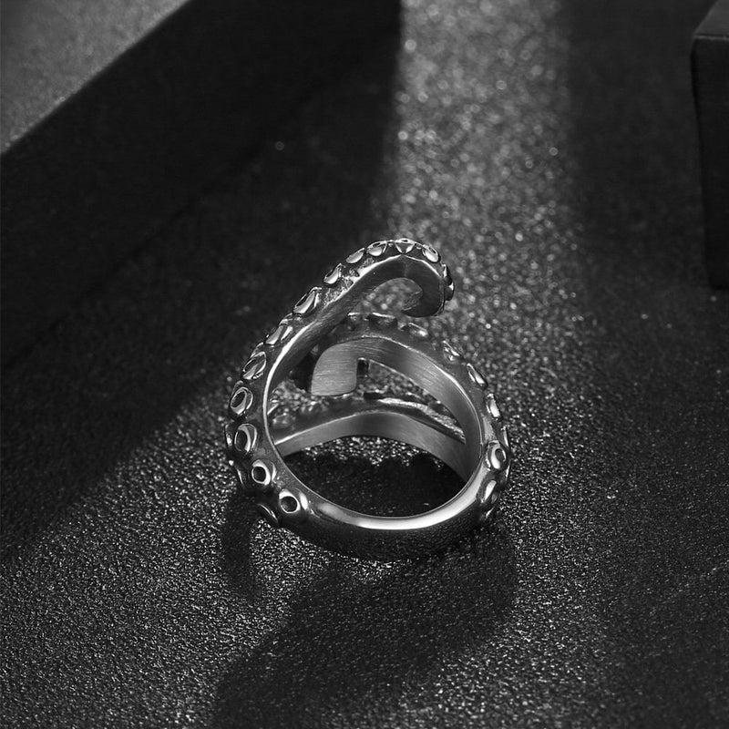 Silver Octopus Tentacle Ring,Gothic Silver Ring , Biker Style Ring , Unisex Silver Ring WATERPROOF ANTI-TARNISH