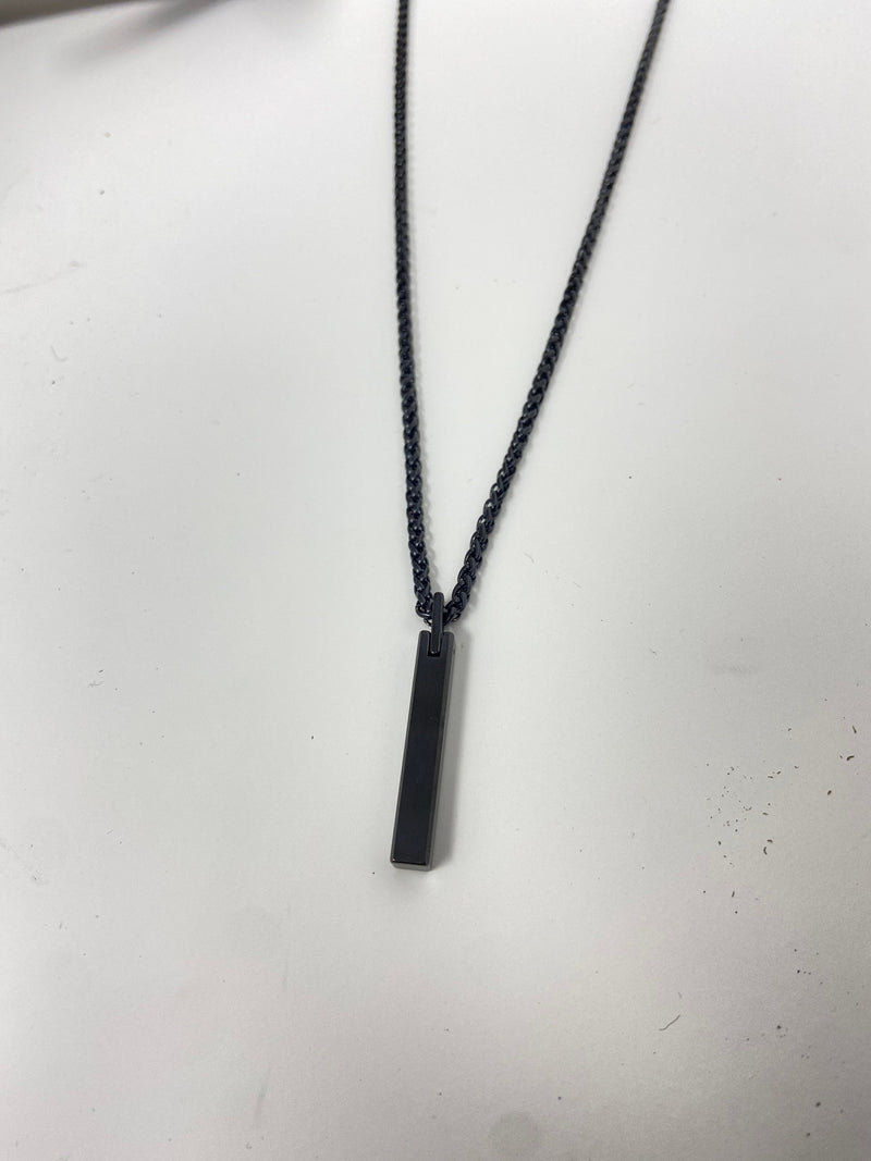 Stainless Steel Chain Necklace 3D Bar Pendant Men Necklace for Men Silver Jewelry Gold, Silver, Black WATERPROOF/ANTI-TARNISH