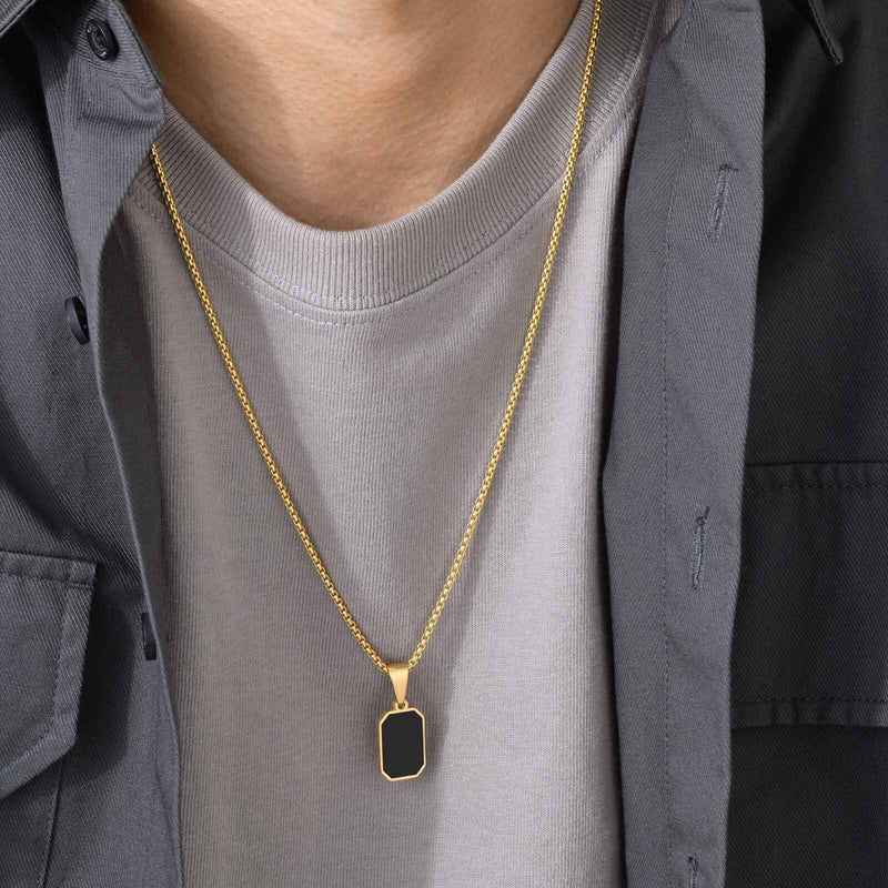 18K Gold Necklace Black Onyx Stone Pendant Gold Necklace Mens Gold Pendant  Onyx Stone Rope Chain Mens by Twistedpendant - Etsy
