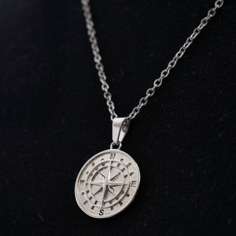 Gold Compass North Star Pendant Chain Men Necklace Gold Pendant Necklace For Men Jewelry Gift For Him WATERPROOF/ANTI-TARNISH