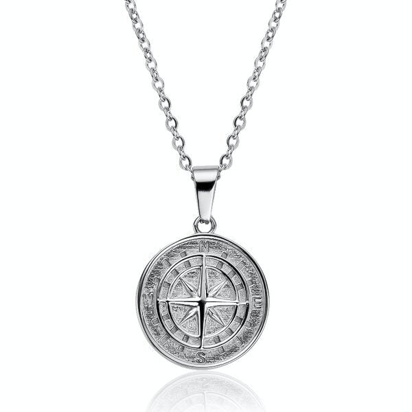 Gold Compass North Star Pendant Chain Men Necklace Gold Pendant Necklace For Men Jewelry Gift For Him WATERPROOF/ANTI-TARNISH