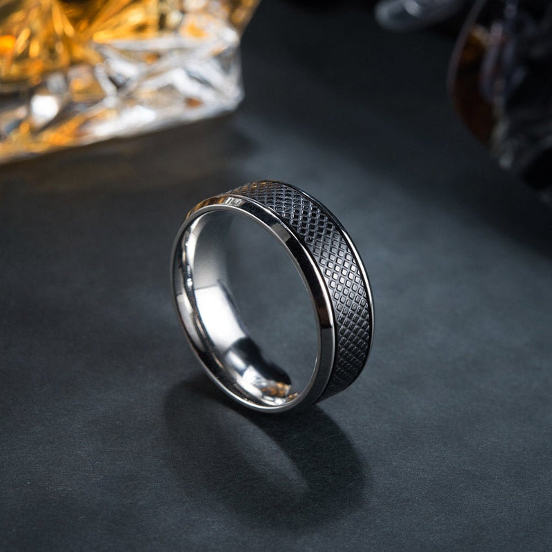 Black Stainless Steel Men Band, Men's Silver Band, Men's Ring Minimalist Stackable Gift For Him Wedding Ring WATERPROOF ANTI-TARNISH