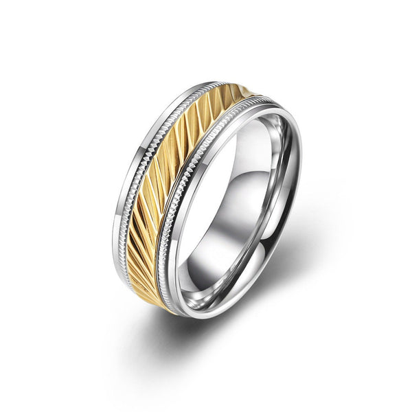 Stainless steel Gold Polish Ring For Men Wedding Band For Men Engagement Ring Two Tone Ring Statement Ring WATERPROOF ANTI-TARNISH