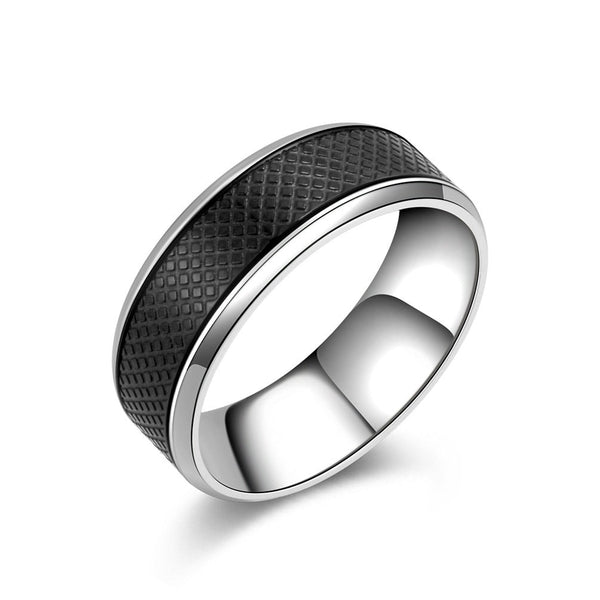 Black Stainless Steel Men Band, Men's Silver Band, Men's Ring Minimalist Stackable Gift For Him Wedding Ring WATERPROOF ANTI-TARNISH