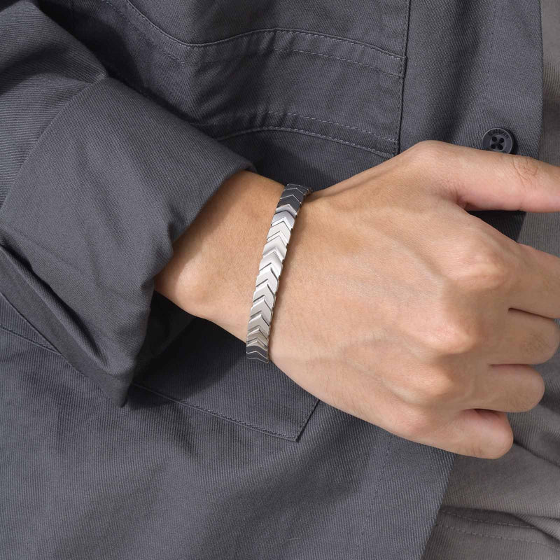 Silver Vonx Cuff Men's Bracelet, Silver Bracelets,Tire Bracelet, Men's Cuff Bracelet, Men's Jewelry, WATERPROOF/ANTI-TARNISH