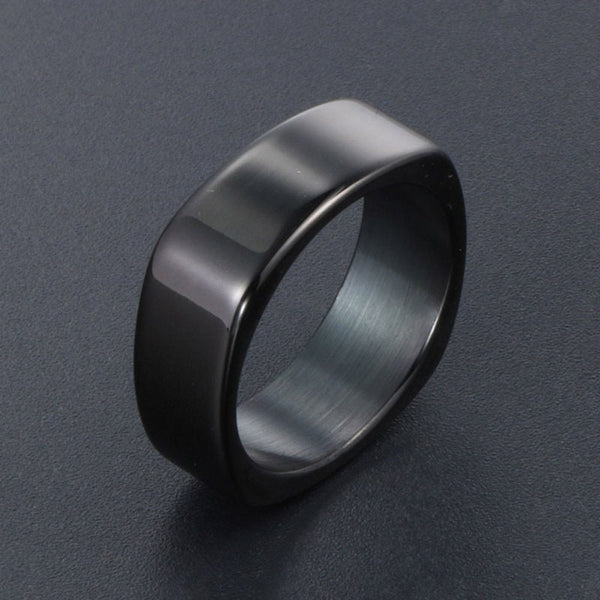 Black Square Signet Ring Men's Ring Polished Finish Heavy Black Punk Ring, Rings For Men, Square Signet Ring WATERPROOF/ANTI-TARNISH