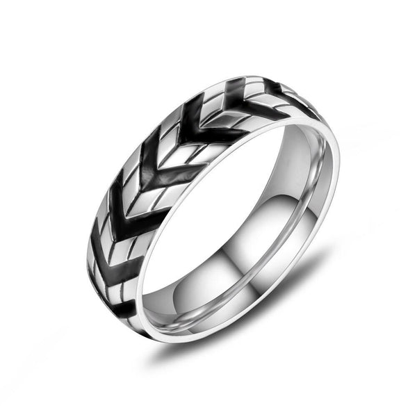 Stainless Steel Men Band,Tire Pattern Ring Men's Silver Band, Men's Ring Minimalist Stackable Gift For Him WATERPROOF ANTI-TARNISH